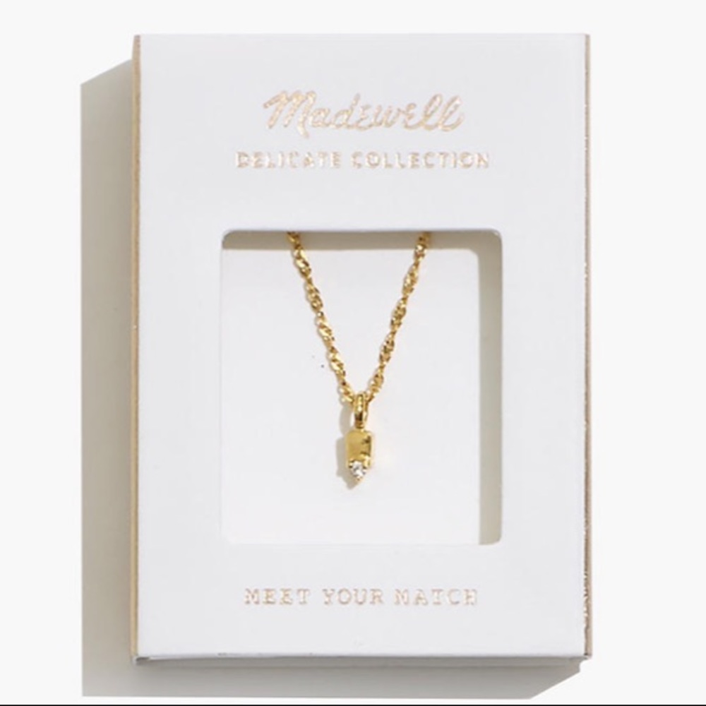 NEW IN BOX Madewell Demi-Fine Dainty White Topaz Chain Necklace